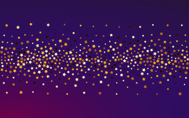 Shiny Dust Vector Purple Background. Gold Cosmos