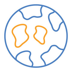 Earth Blue And Orange Line Icon