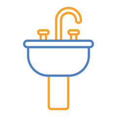 Sink Blue And Orange Line Icon
