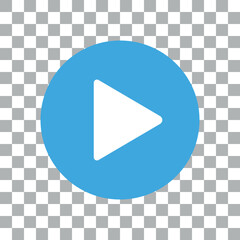 Blue video play button icon isolated on transparent background. vector illustration design. easy to edit