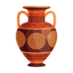 Greek pot. Decorative ornate Greece amphorae, jugs, urns, oil jars pottery objects cartoon design. Flat vector illustration