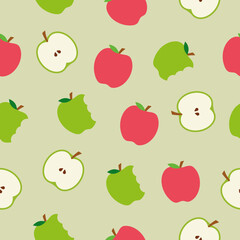 Cute apple seamless pattern in flat style. Cartoon apple seamless pattern