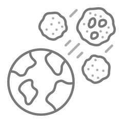 Meteor Shower Greyscale Line Icon