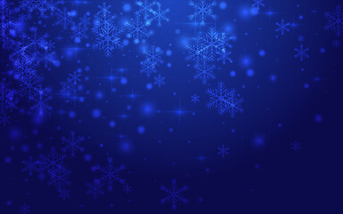 White Dots Vector Blue Background. Glow Glow Snow