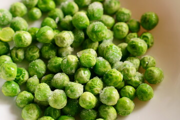 Close-up photo of Green frozen peas