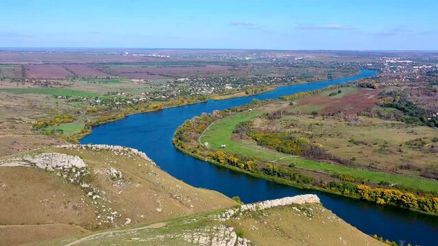 Beautiful landscape, Mountains 2 sisters, Seversky Donets River.