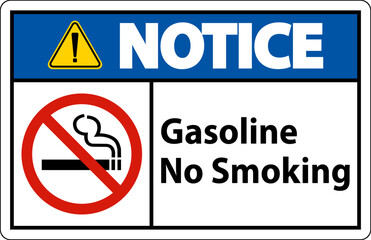 Notice Gasoline No Smoking Sign On White Background