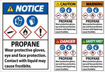 Danger Propane Flammable Gas PPE GHS Sign