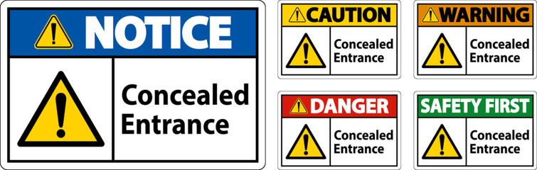 Obraz premium Label Concealed Entrance Sign On White Background
