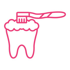 Teeth Brushing Multicolor Line Icon
