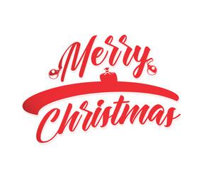 Merry Christmas calligraphy hand lettering isolated on white. Christmas, Happy New Year and winter holidays typography poster. Easy to edit vector template for greeting card, , poster, banner, mugs.