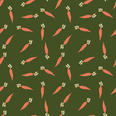 Hand drawn carrot seamless pattern. Doodle carrots wallpaper.