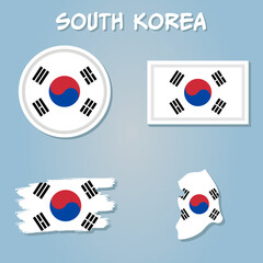 Map of South Korea with the image of the national flag.