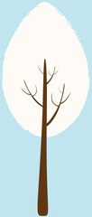 Vector illustration of a white tree with snow in winter