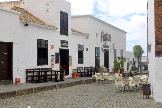 March 03 2018 - Teguise, Lanzarote, Spain: Typical street and architecture of Teguise on Canary Islands