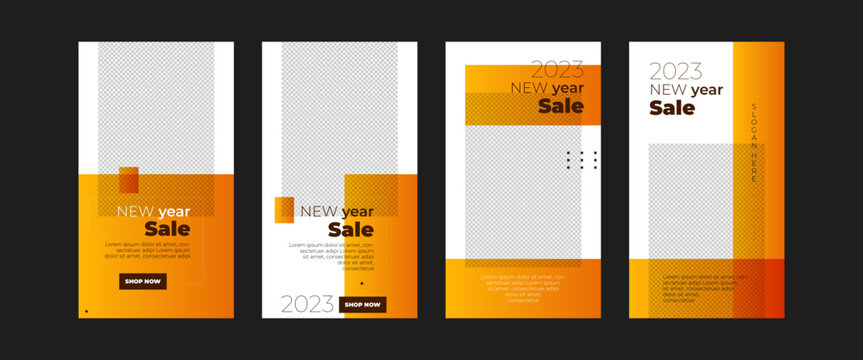 New Year Sale Banner. Colorful Happy New Year 2023 Corporate And Fashion Super And Flash Sale Discount Web Banner Design In Black Background. Suitable For Social Media Story And Post Template Design.