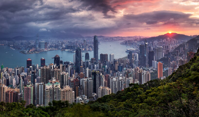 China - Hong Kong panorama at night