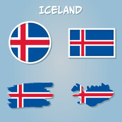 Obraz premium Iceland Flag National Europe Emblem Symbol Icon Vector Illustration Abstract Design Element.