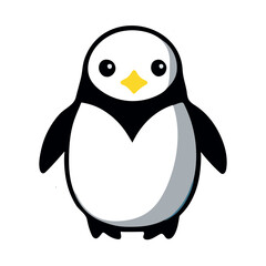 Cute penguin vector illustration. Happy cartoon animal. Baby bird in snow. Isolated icon. Kid doodle decoration. Sweet adorable sketch of little arctic wildlife. Animal for children. Fun card design.
