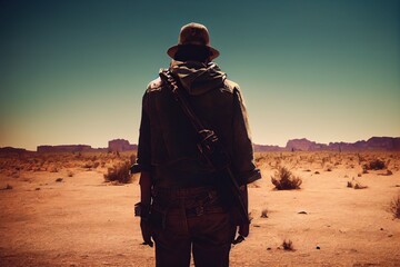 A Man in an desert wasteland