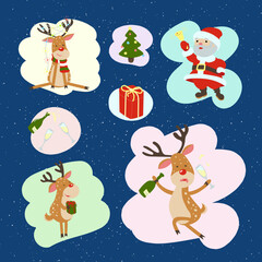 set of christmas elements