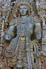 Beautiful Soft Rock Sculptures of Helebid,  Karnataka. Historical Hoysala monument representing Indian art and history
