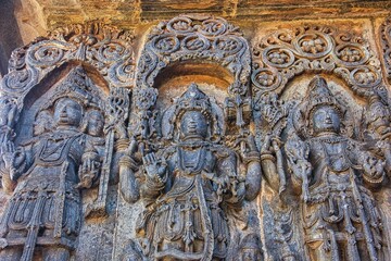Beautiful Soft Rock Sculptures of Helebid,  Karnataka. Historical Hoysala monument representing Indian art and history