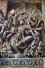 Beautiful Soft Rock Sculptures of Helebid,  Karnataka. Historical Hoysala monument representing Indian art and history