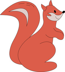 Cute cartoon little happy squirrel. Bright squirrel icon. Illustration for kids. autumn baby poster.