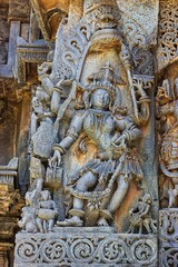 Beautiful Soft Rock Sculptures of Helebid,  Karnataka. Historical Hoysala monument representing Indian art and history