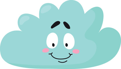 Cloud with happy face expression. Smile comic emoji