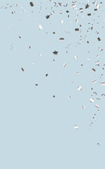 Silver Serpentine Paper Vector Blue Background.
