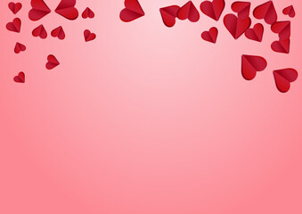 Red Papercut Vector Pink  Backgound. Romance