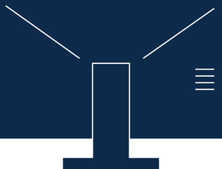 Monitor back view. Computer display black icon