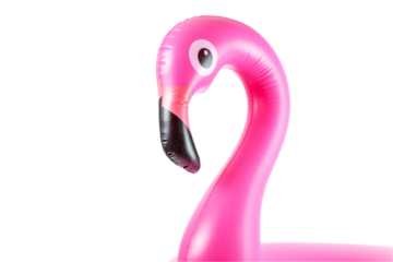 Summer fun. Pink pool inflatable flamingo for summer beach isola