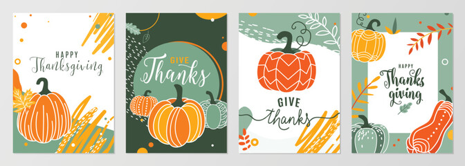 Thanksgiving autumn card vector background. Fall harvest patterns with