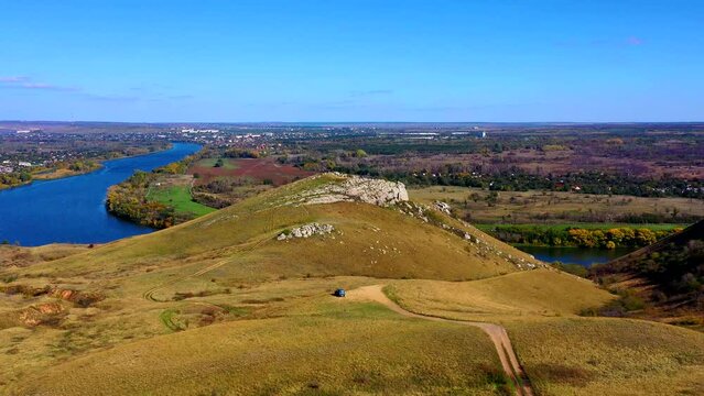 Beautiful landscape, Mountains 2 sisters, Seversky Donets River.