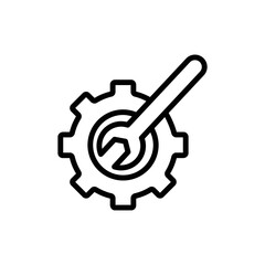 Gear line icon illustration with wrench. suitable for repair icon. icon illustration related repair, maintenance. Simple vector design editable