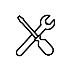 Screwdriver line icon illustration with wrench. icon illustration related repair, maintenance. Simple vector design editable