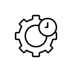 Gear line icon illustration with clock. suitable for repair time icon. icon illustration related repair, maintenance. Simple vector design editable