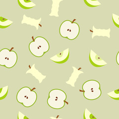 Cute apple seamless pattern in flat style. Cartoon apple seamless pattern