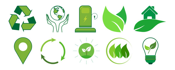 Ecology icons set. Nature icon. Eco green icons. Vector