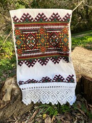 Embroidered towel - with an ancient folk Western Ukrainian ornament