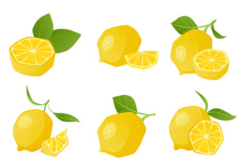 Cartoon Lemon compositions. Vector illustration set collection