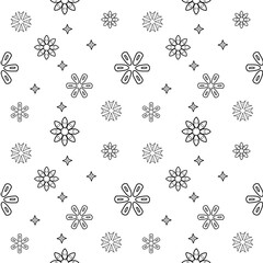 Snow flake and flower draw seamless pattern
