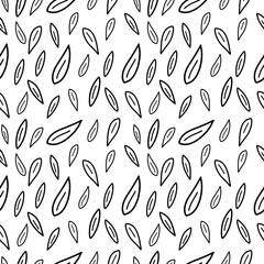 Abstract leaves draw seamless pattern