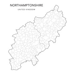 Administrative Map of Northamptonshire with County, Unitary Authorities and Civil Parishes as of 2022 - United Kingdom, England - Vector Map