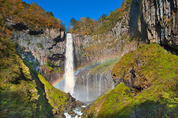 Fototapeta na wymiar Kegon Falls and Rainbow in Nikko