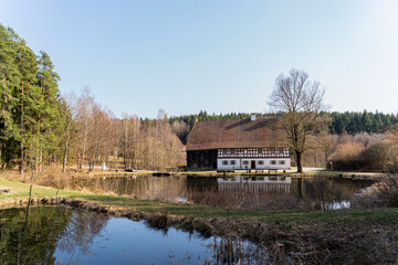 Historical half-timbered sawmill