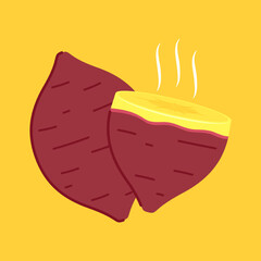 Roasted sweet potato. Roasted sweet potato logo design. Japanese Sweet potato.